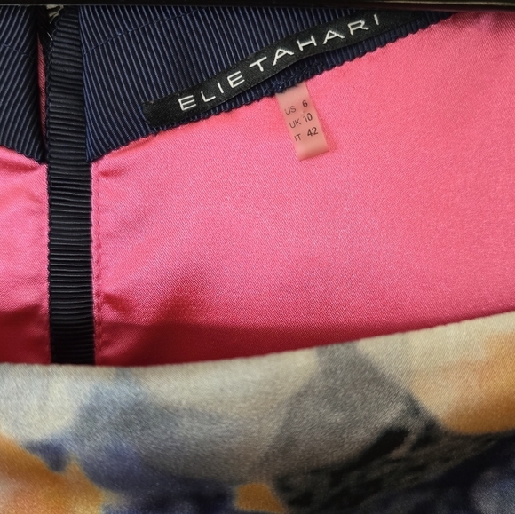 Elie Tahari Vouge 2012 Square Neck Mid Length Silk A Line Floral Dress Size 6 - Picture 5 of 6